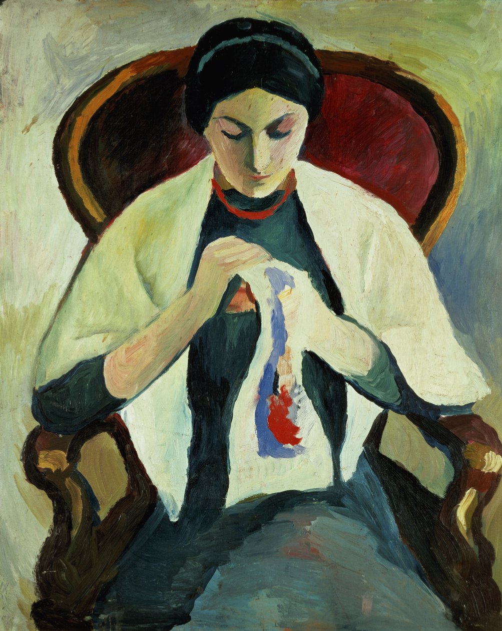 Naisen ompelu tekijältä August Macke