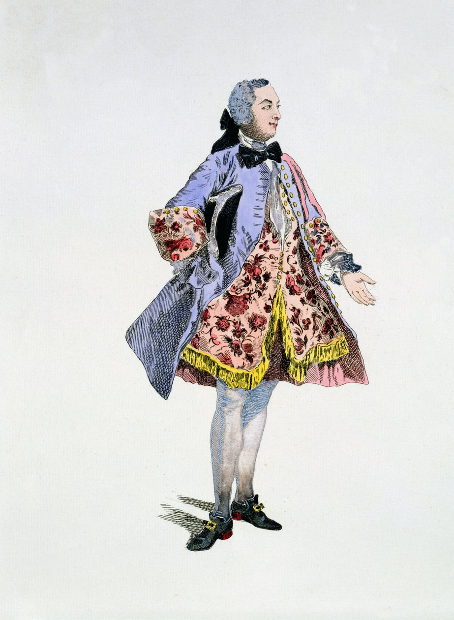 Monsieur Bellecour Belfortin roolissa, 9. maaliskuuta 1744 (käsinvärinen kaiverrus) tekijältä Auguste Alexandre Guillaumot