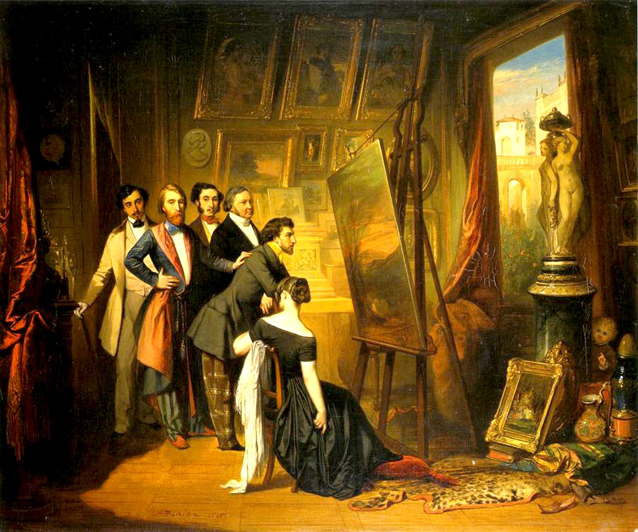 Bruyasin työhuoneen sisätilat, 1848 tekijältä Auguste Barthelemy Glaize