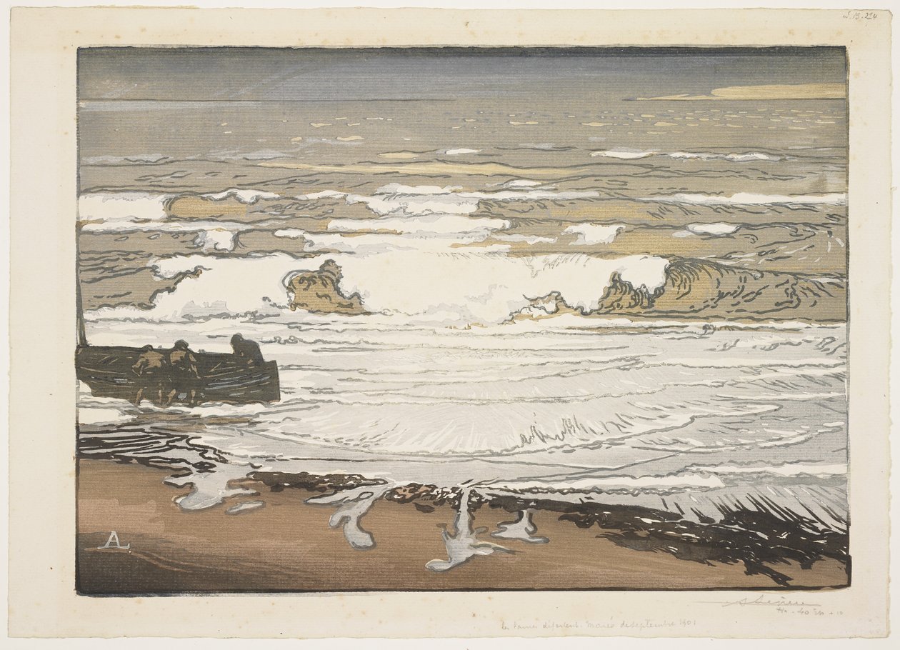 Aallot murtuvat, syyskuun vuorovesi, 1901 tekijältä Auguste Louis Lepère