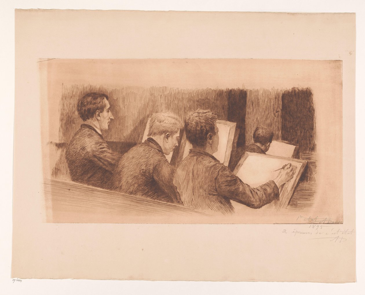 Oppitunti piirustuskoulussa tekijältä Auguste Danse (signed by artist)