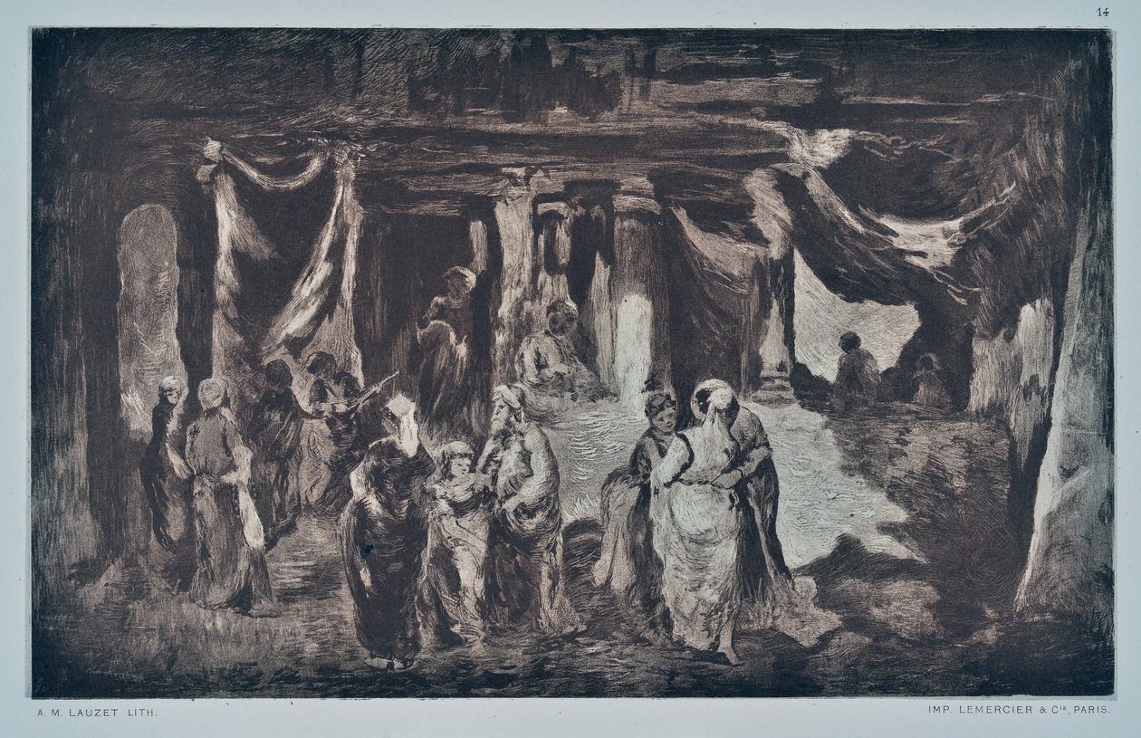 Bazaar in the Orient (piirustus) tekijältä Auguste Lauzet