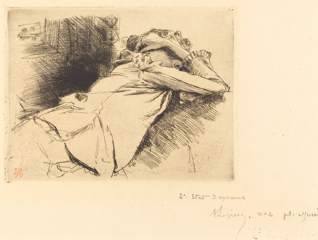 Makaava nainen nukkumassa (Femme couchee sommeillant) tekijältä Auguste Lepere