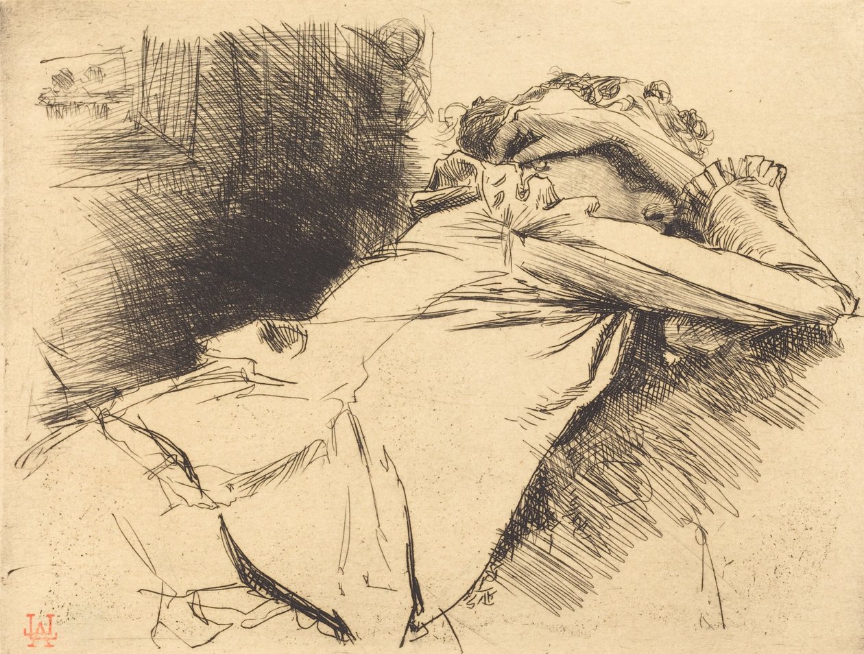 Makaava nainen Sleeping Femme Couchee sommeillant, 1892. tekijältä Auguste Lepere