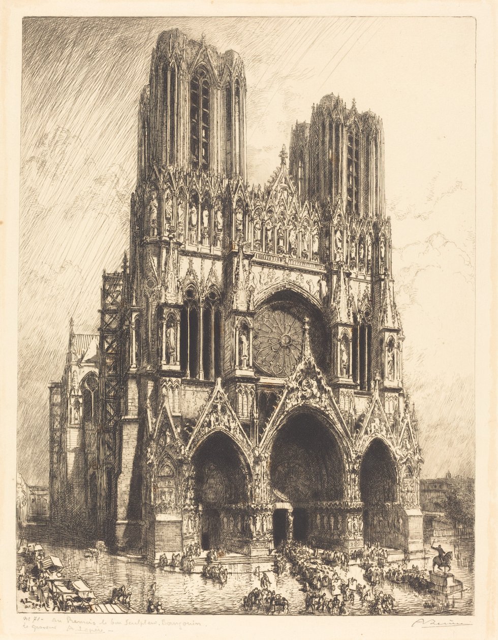 Reimsin katedraali (Cathedral de Reims) tekijältä Auguste Lepere