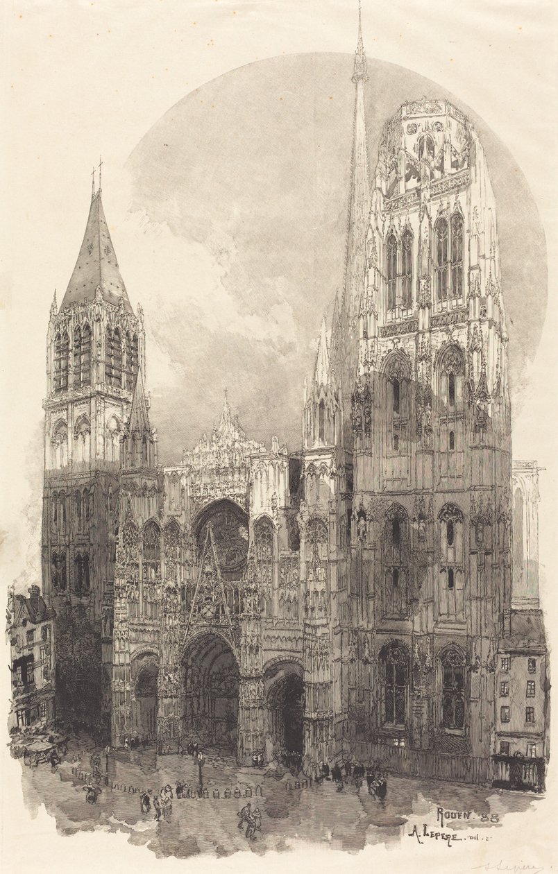 Rouenin katedraali La Cathedral de Rouen, 1888. tekijältä Auguste Lepere