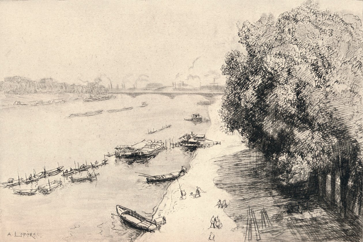 Seine Pont Nationalissa, 1915 tekijältä Auguste Louis Lepère