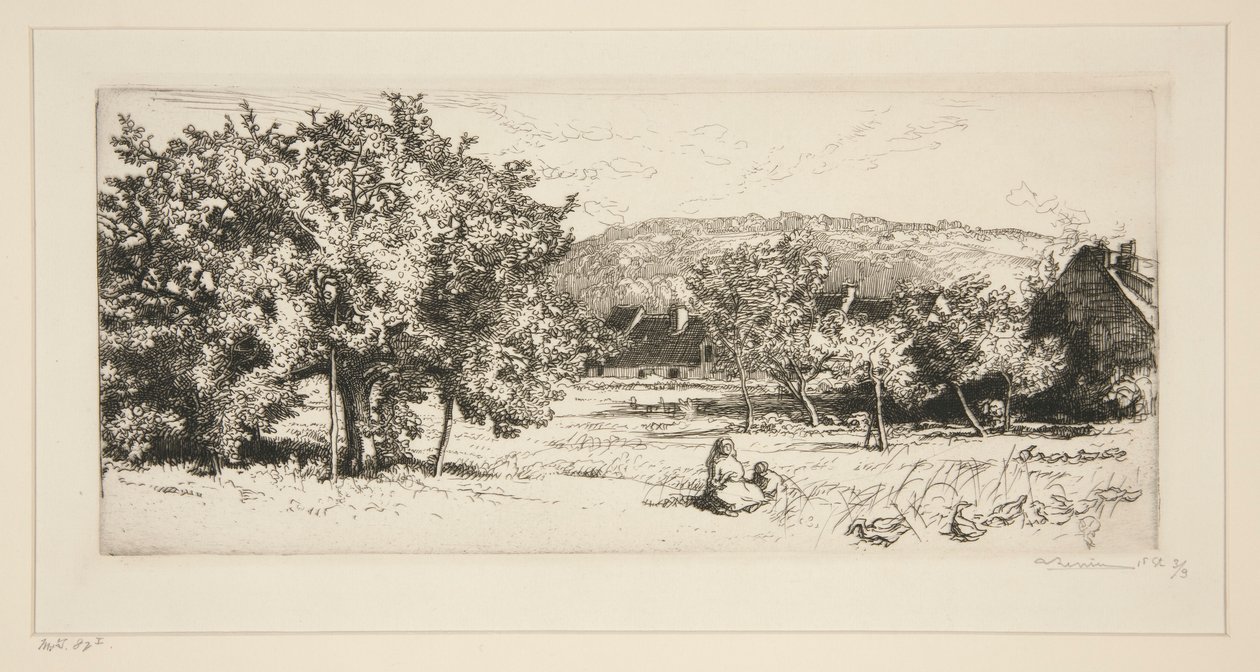 Villeneuve-sur-Bellotin kylä (Seine-et-Marne) tekijältä Auguste Lepere