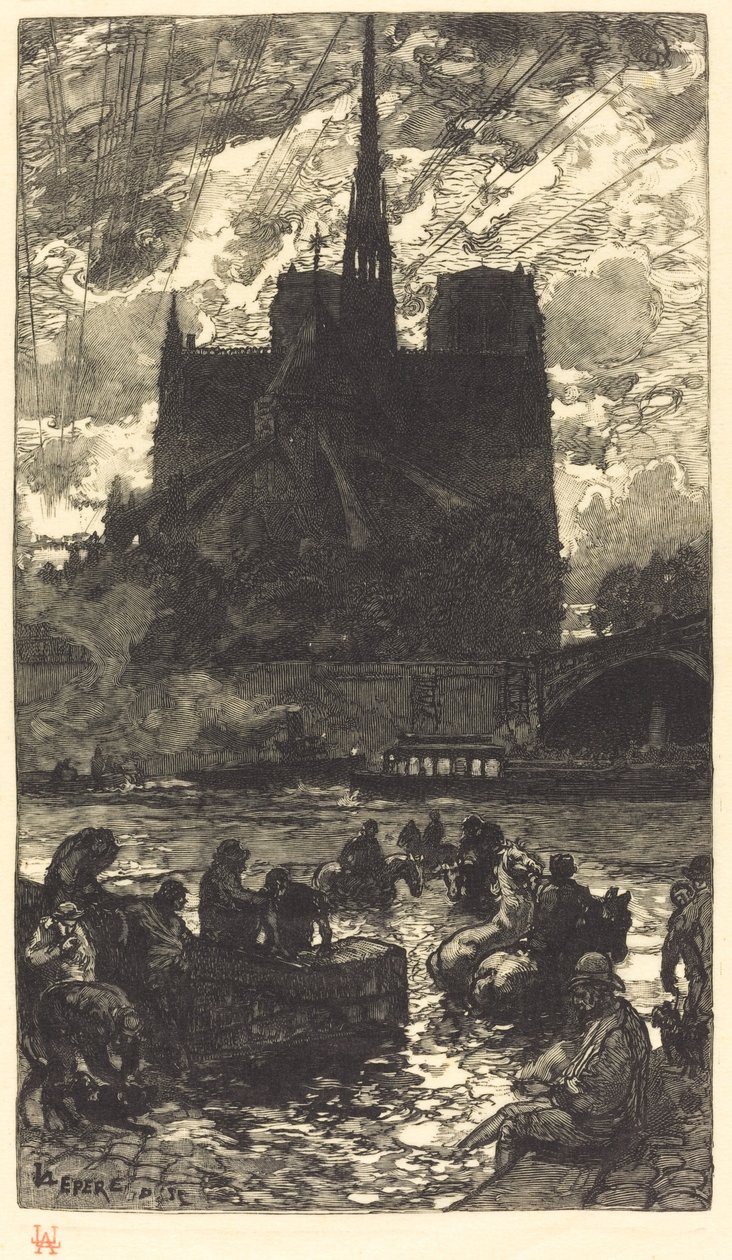 Juomapaikka Notre-Damen takana tekijältä Auguste Lepere