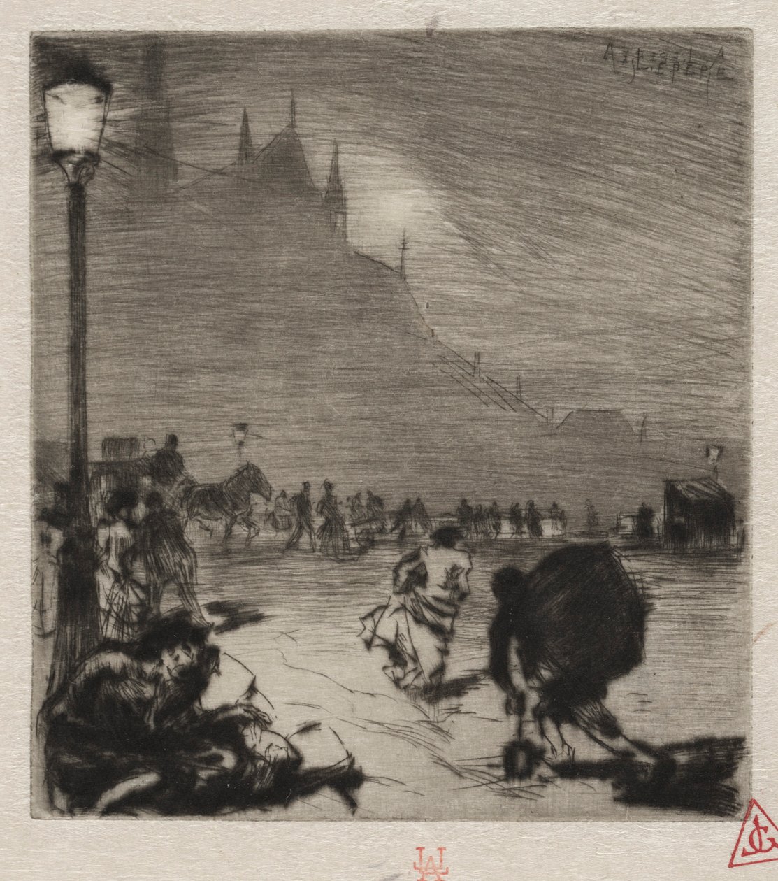 Pont-aux-Doublesin kulmassa. tekijältä Auguste Louis Lepère