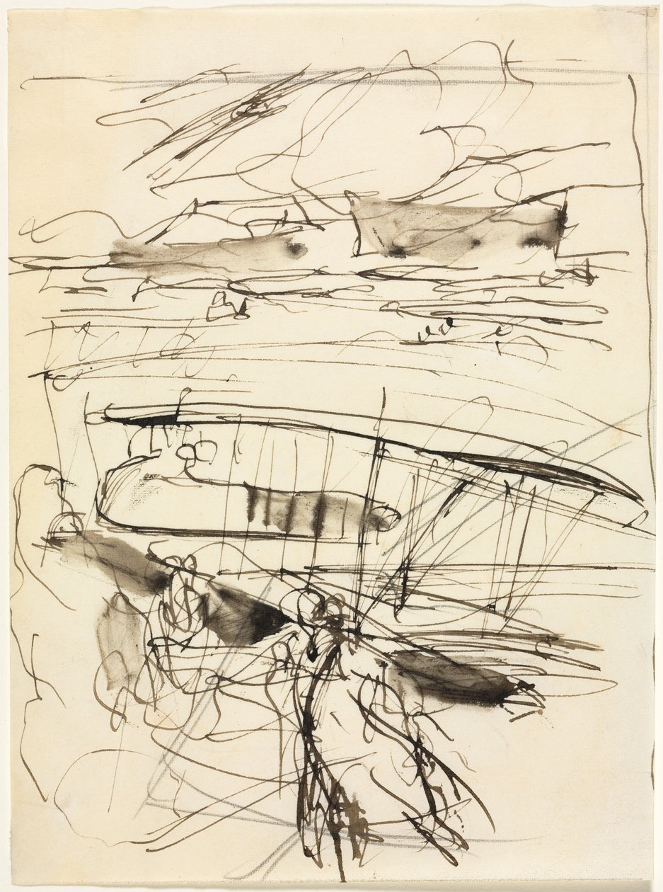 Lentokoneet maassa, 1914. tekijältä Auguste Louis Lepère