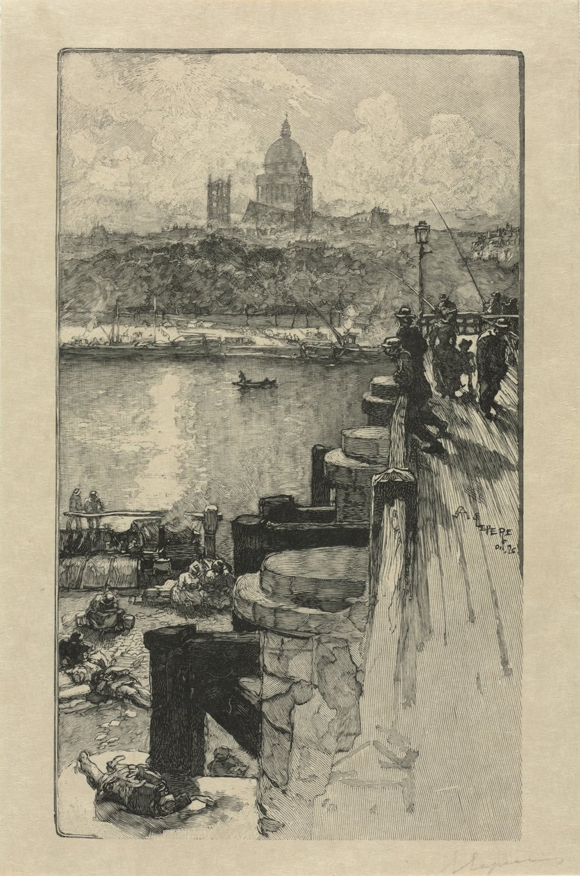 [Kalastajat laiturilla, Pariisi] tekijältä Auguste Louis Lepère