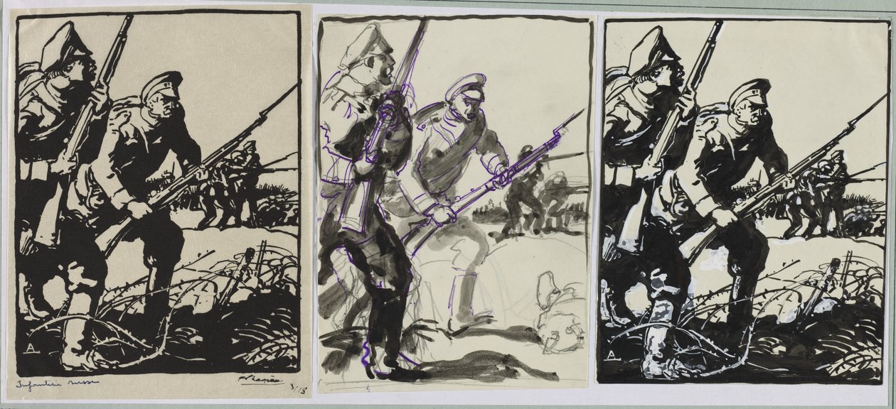 Venäjän jalkaväki, 1914. tekijältä Auguste Louis Lepère