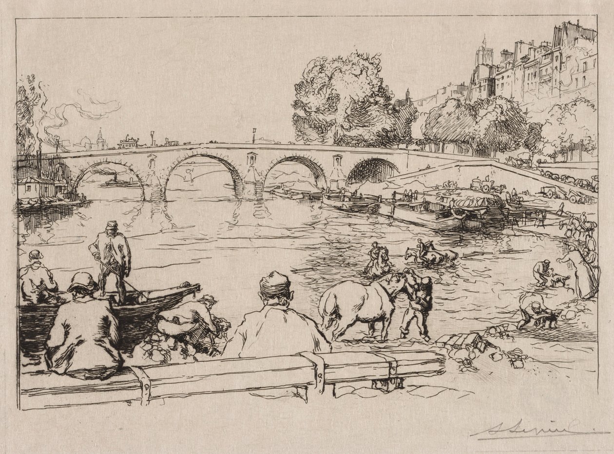 Watering Place Pont Mariessa, 1912. tekijältä Auguste Louis Lepère