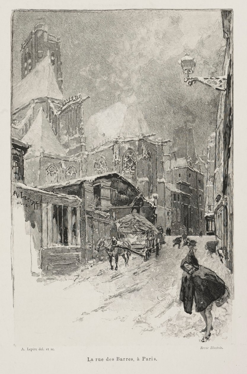 Rue des Barres, Pariisi. tekijältä Auguste Louis Lepère