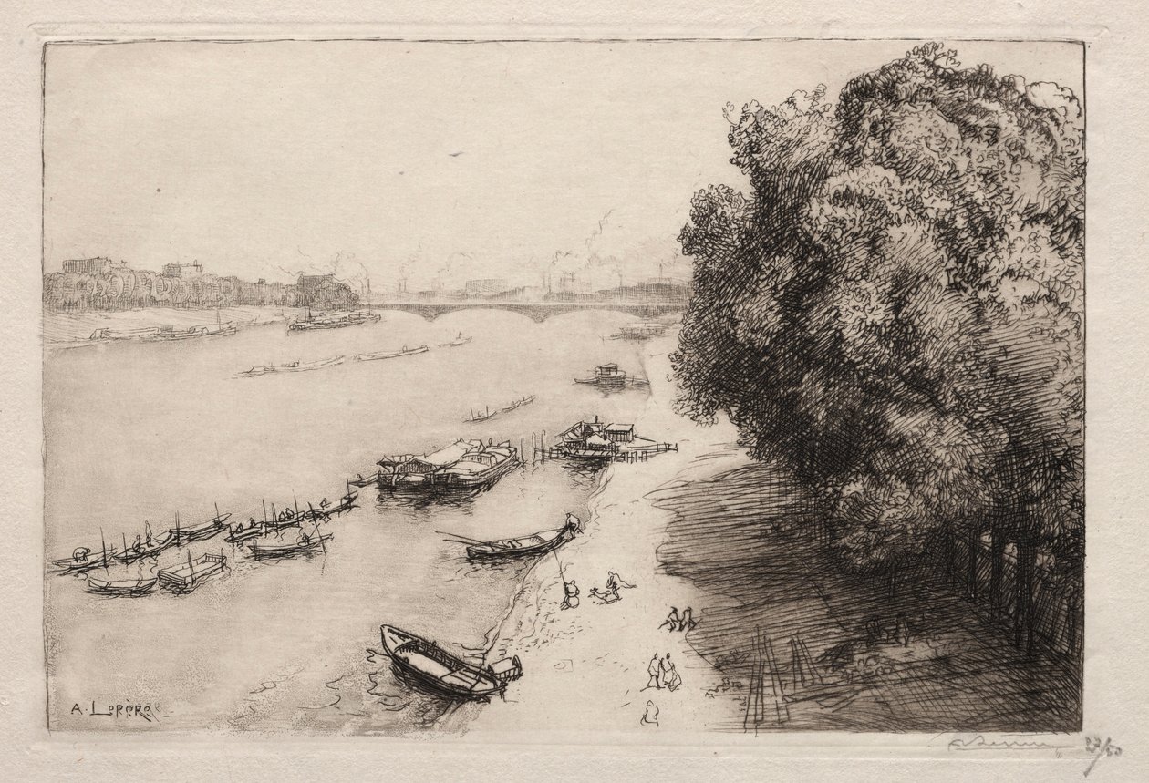 Seine Pont Nationalessa, 1914. tekijältä Auguste Louis Lepère
