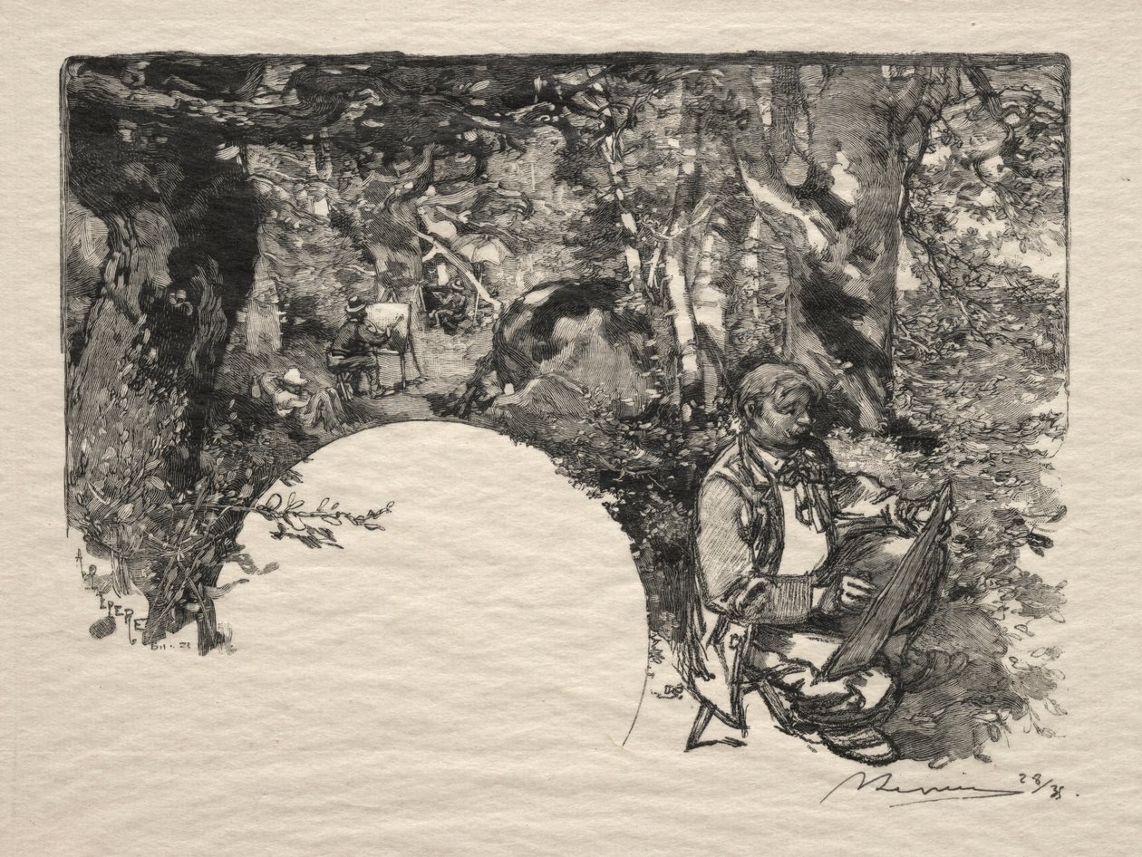 Maalarit, 1890. tekijältä Auguste Louis Lepère