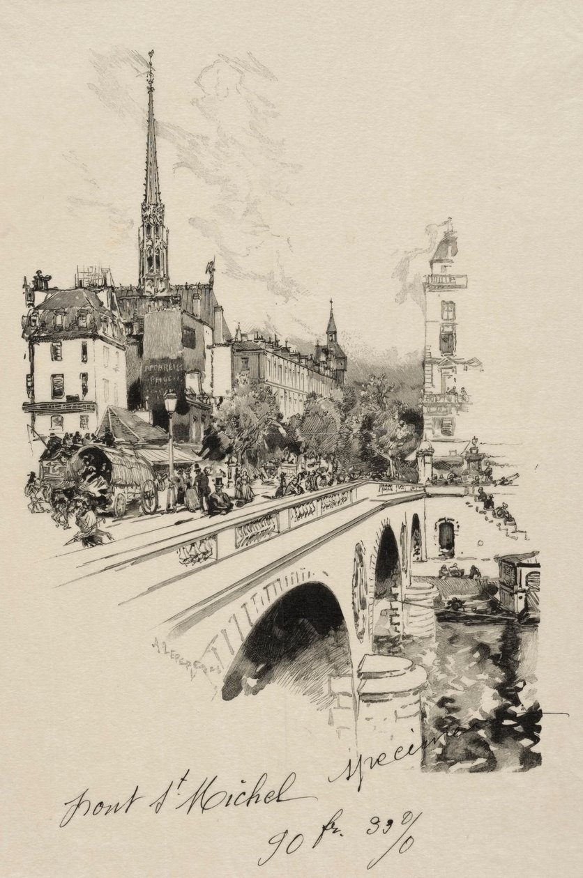 Pont St. Michel. tekijältä Auguste Louis Lepère