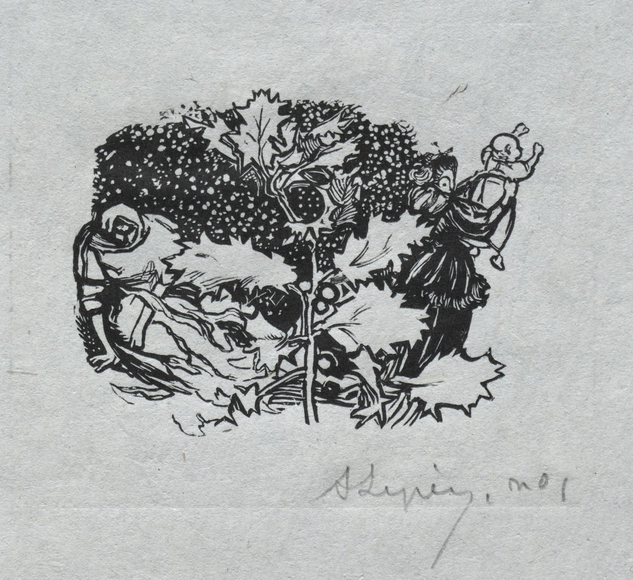 Pariisin almanakka, 1897: Tail-piece, talvi, 1897. tekijältä Auguste Louis Lepère
