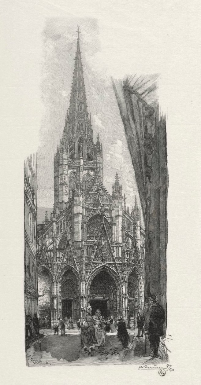 Kuvitettu Rouen: Saint Maclonin kirkko, 1896. tekijältä Auguste Louis Lepère