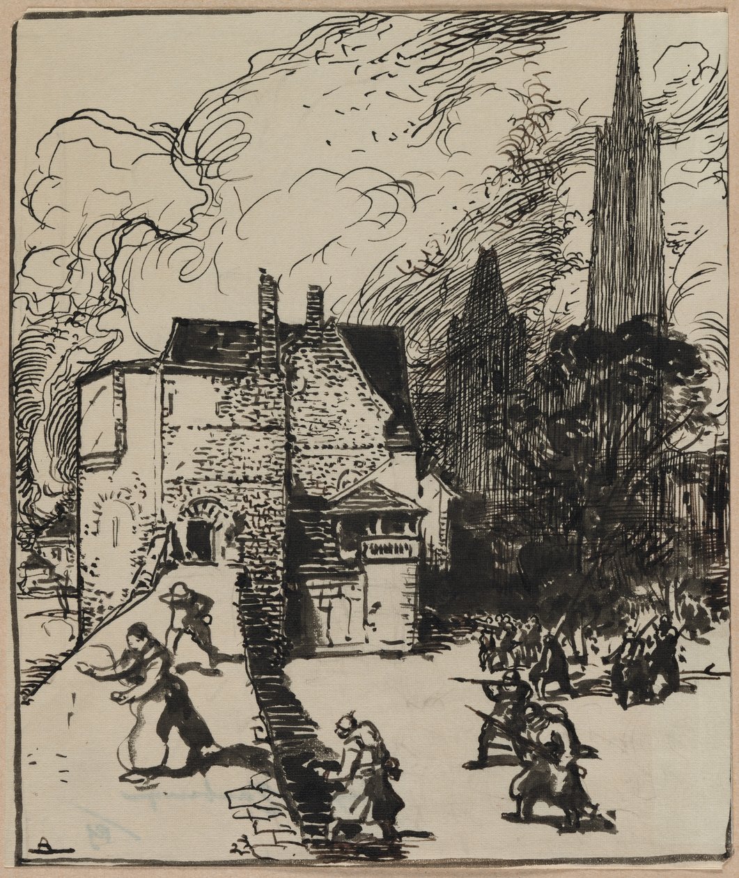 Maubeugen piiritys, 1914. tekijältä Auguste Louis Lepère