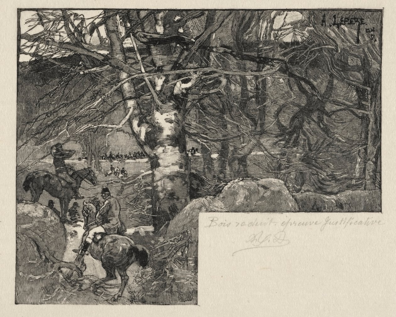 Metsästys Mont Gérardissa. tekijältä Auguste Louis Lepère