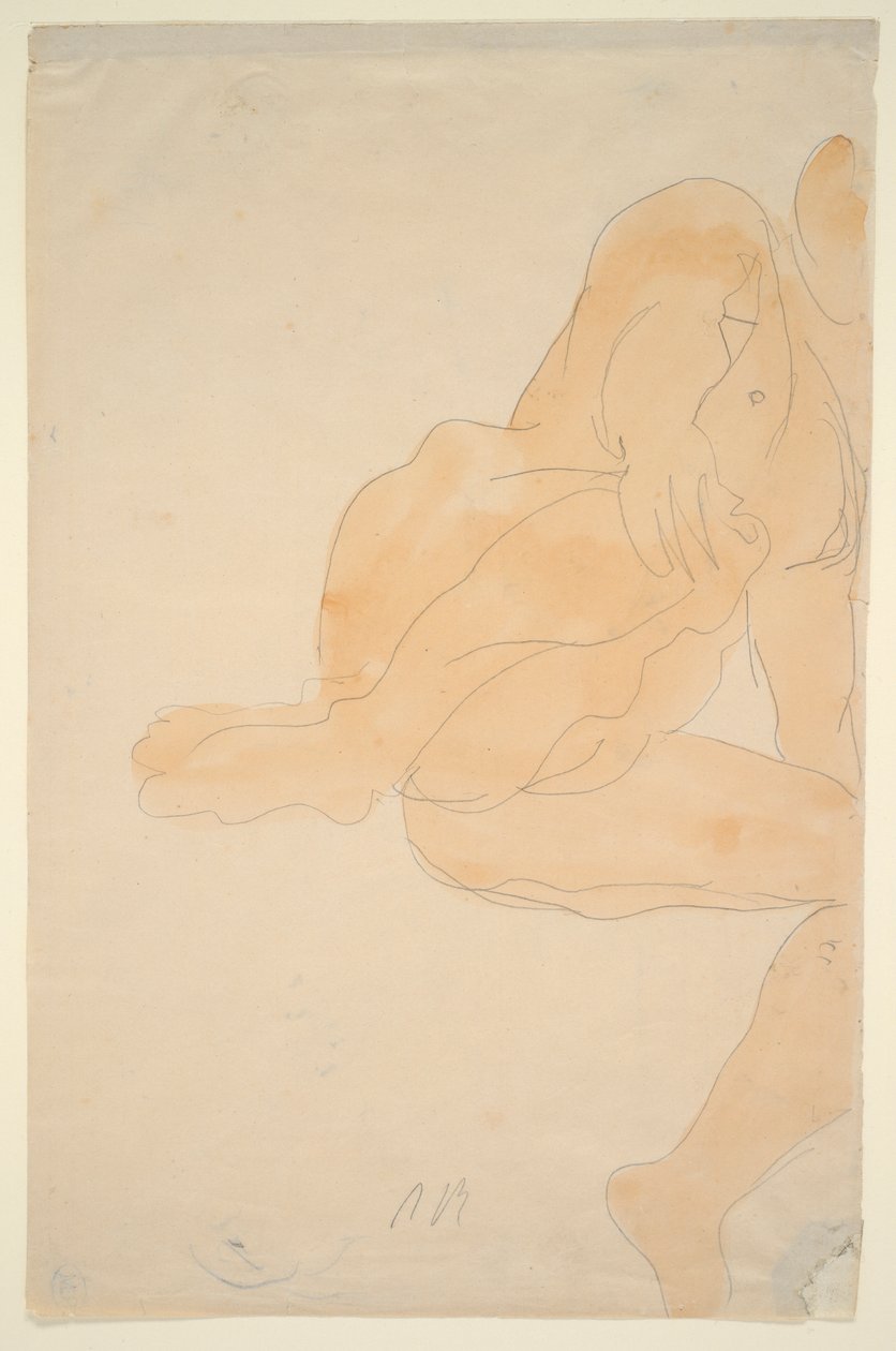 Alaston istuminen, polvi koholla tekijältä Auguste Rodin