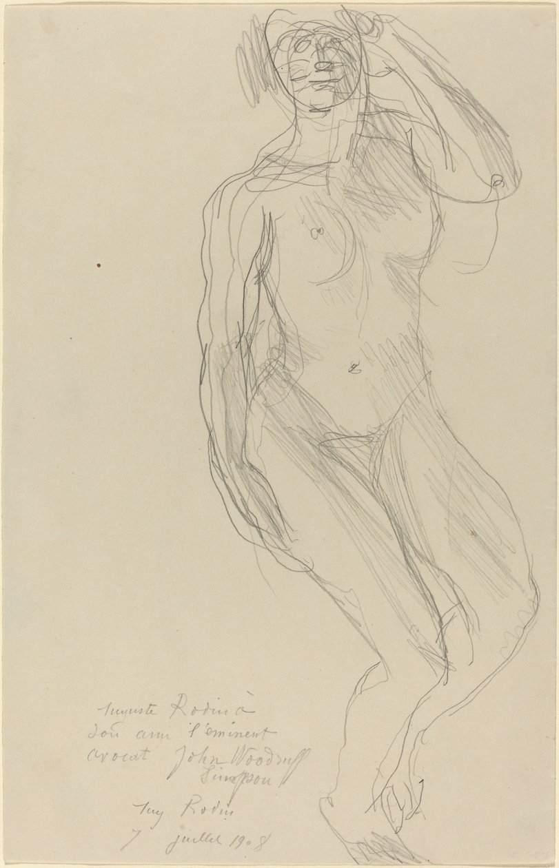 Istuva nainen alaston odottaa eteenpäin tekijältä Auguste Rodin
