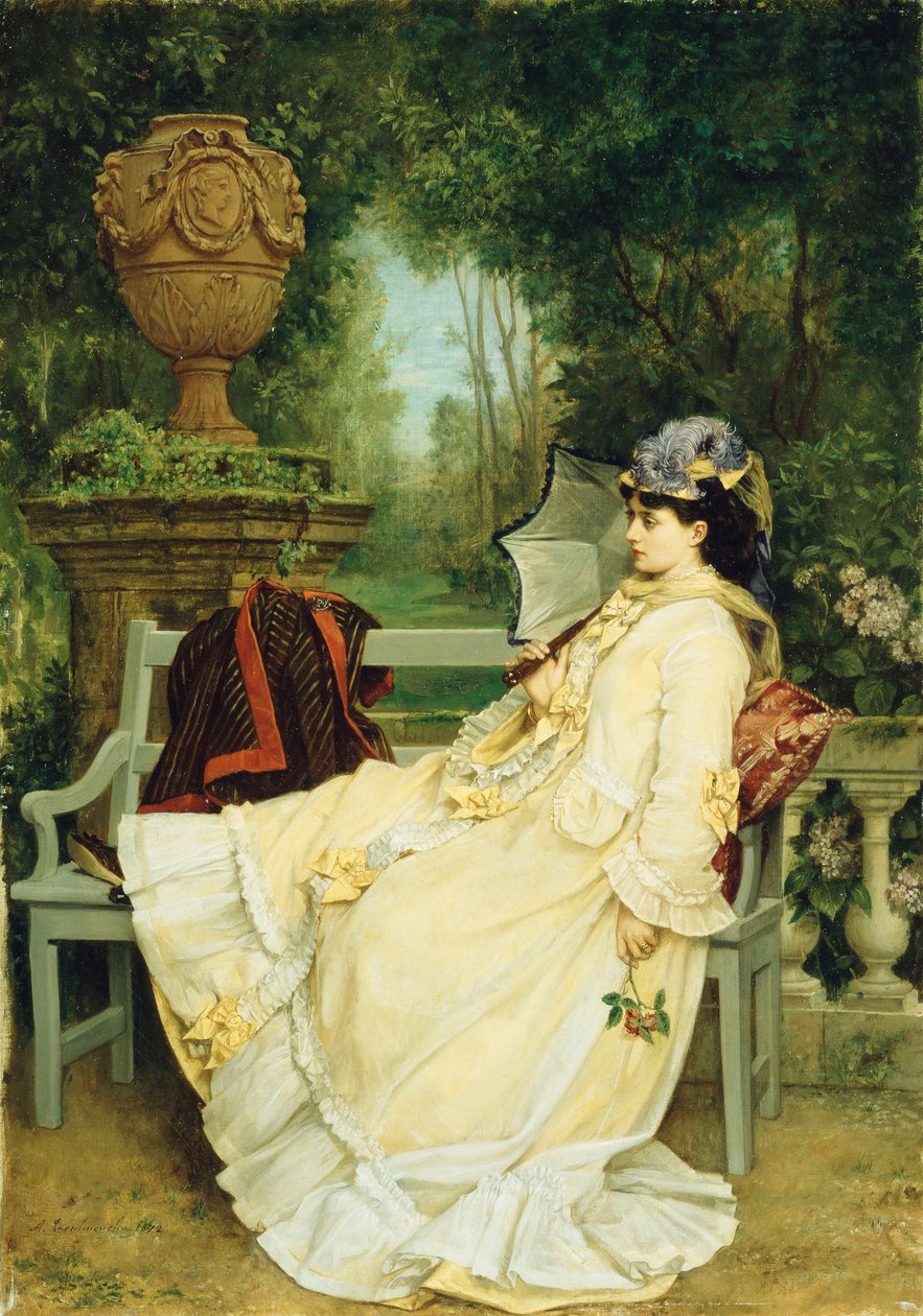 Puutarhassa, 1872 tekijältä Auguste Toulmouche