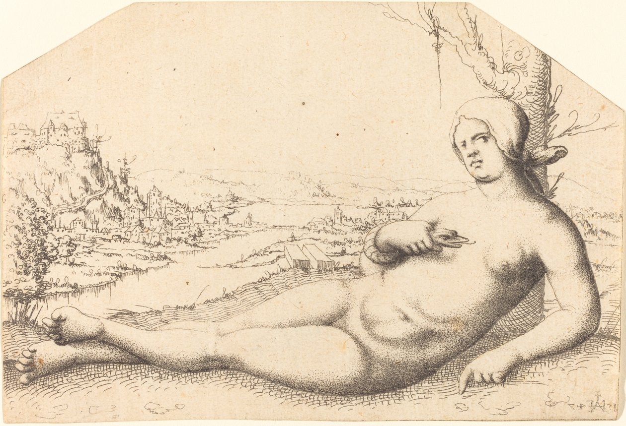 Kleopatran kuolema, 1547. tekijältä Augustin Hirschvogel