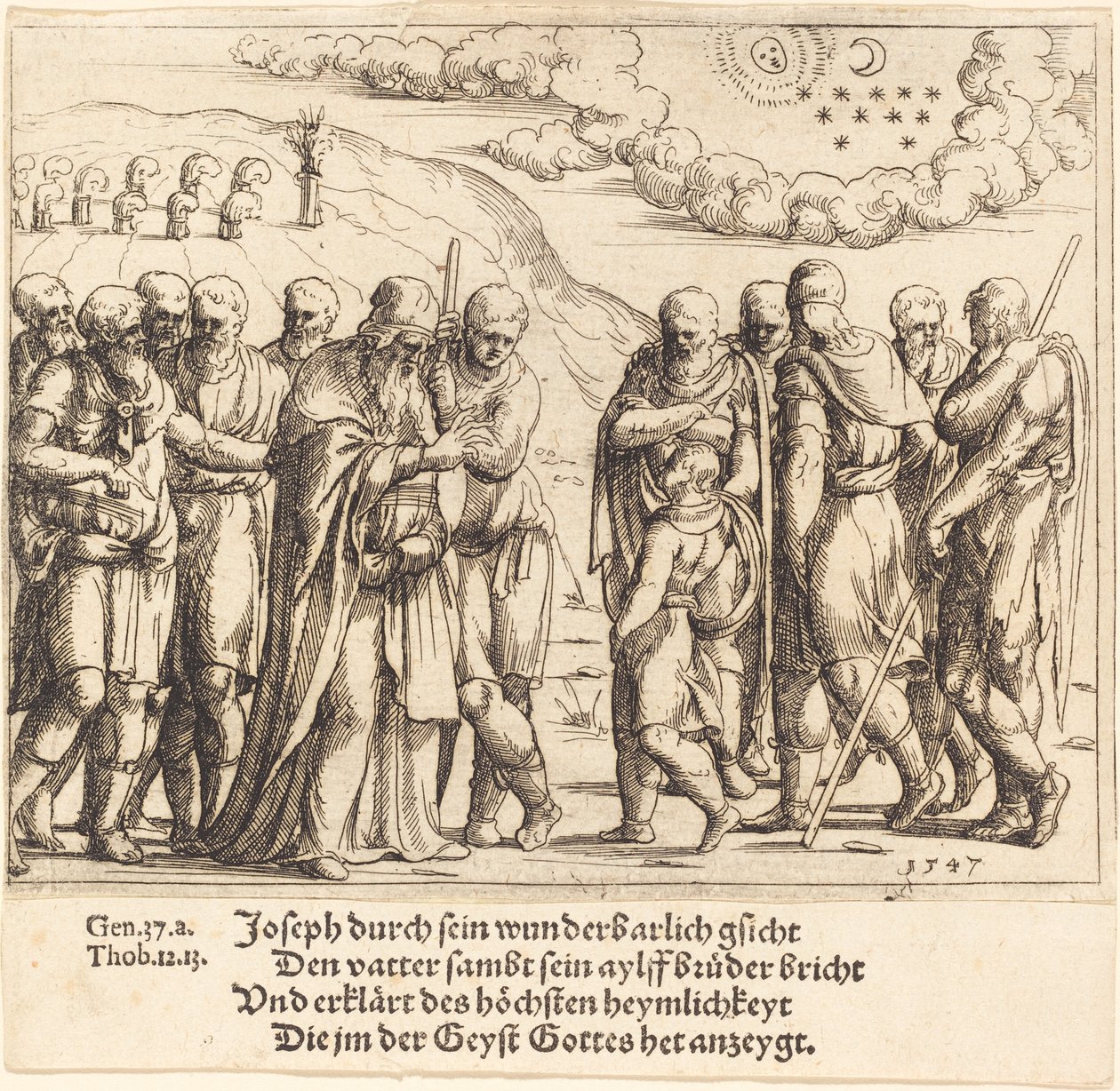 Joseph kertoo unistaan, 1547. tekijältä Augustin Hirschvogel