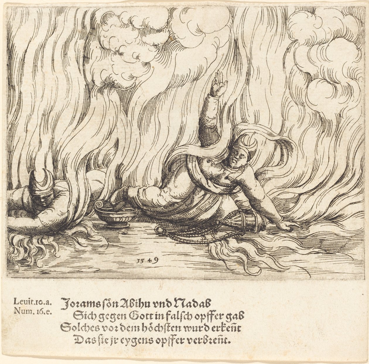 Nadab ja Abihu, 1549. tekijältä Augustin Hirschvogel