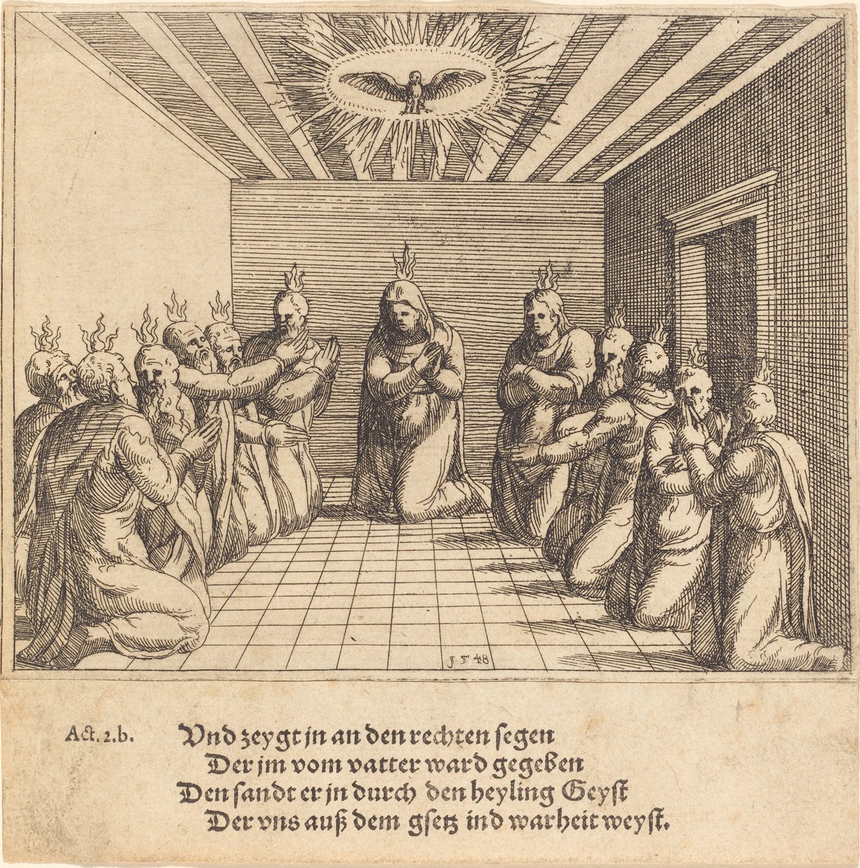Pyhän Hengen laskeutuminen, 1548. tekijältä Augustin Hirschvogel