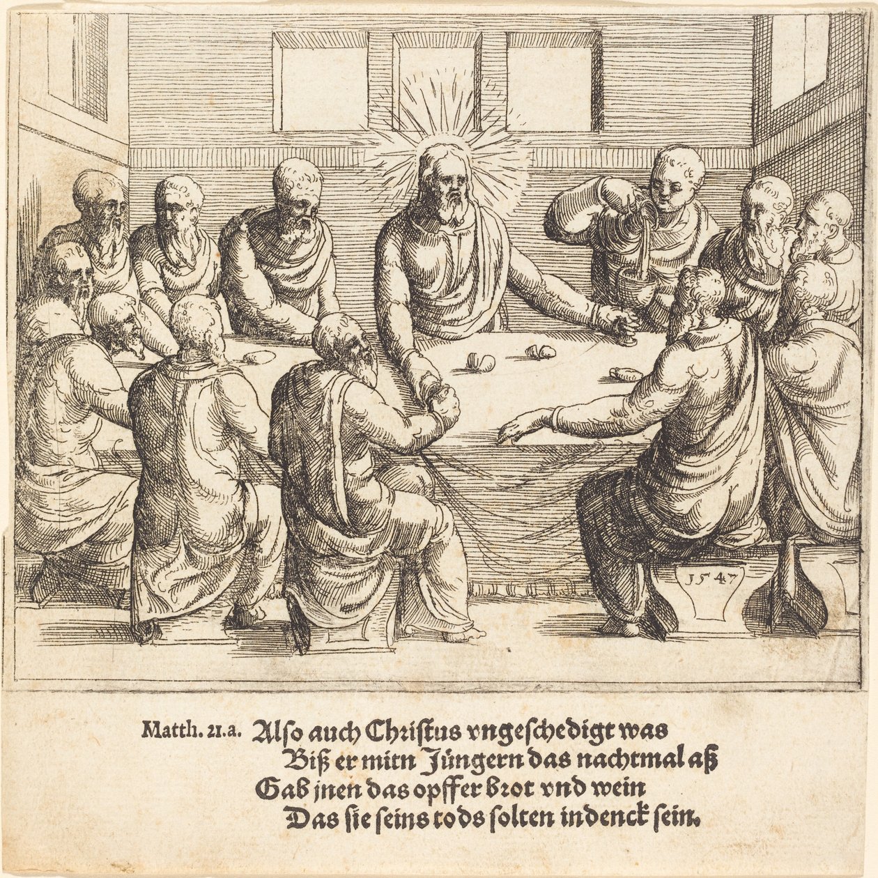 Viimeinen ehtoollinen, 1547. tekijältä Augustin Hirschvogel
