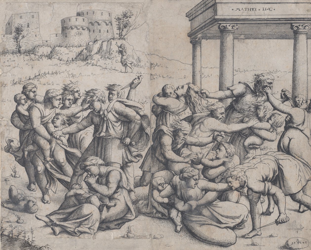 Viattomien verilöyly, 1545. tekijältä Augustin Hirschvogel