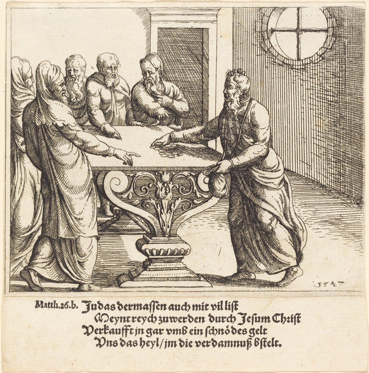 Juudaksen maksu, 1547. tekijältä Augustin Hirschvogel