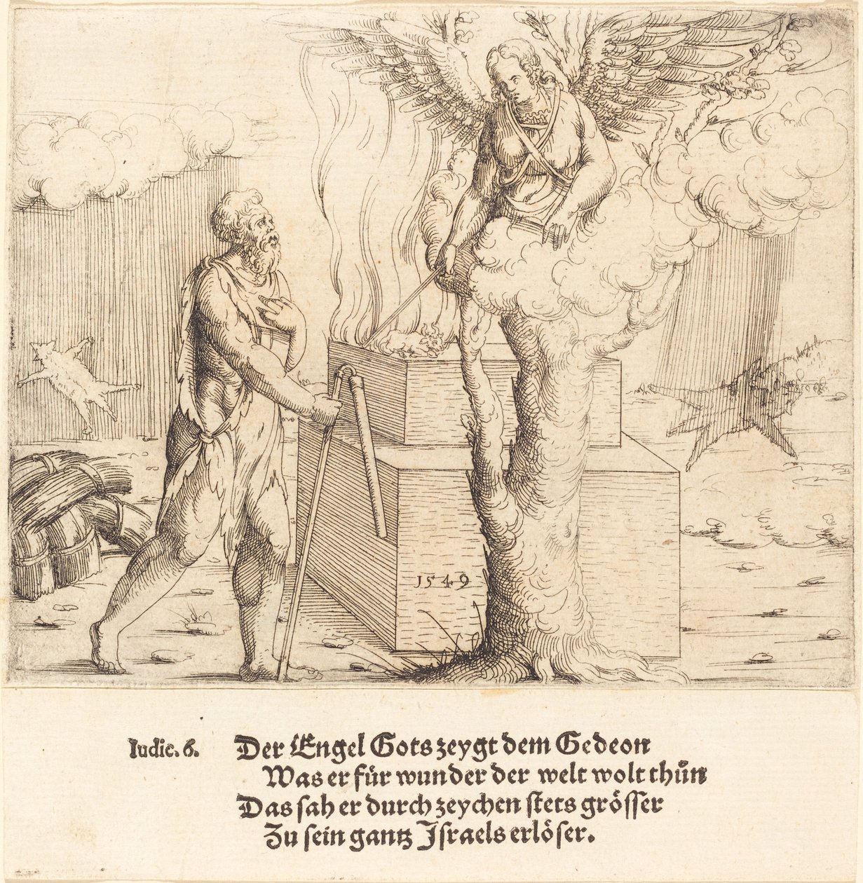 Gideonin uhri, 1549. tekijältä Augustin Hirschvogel