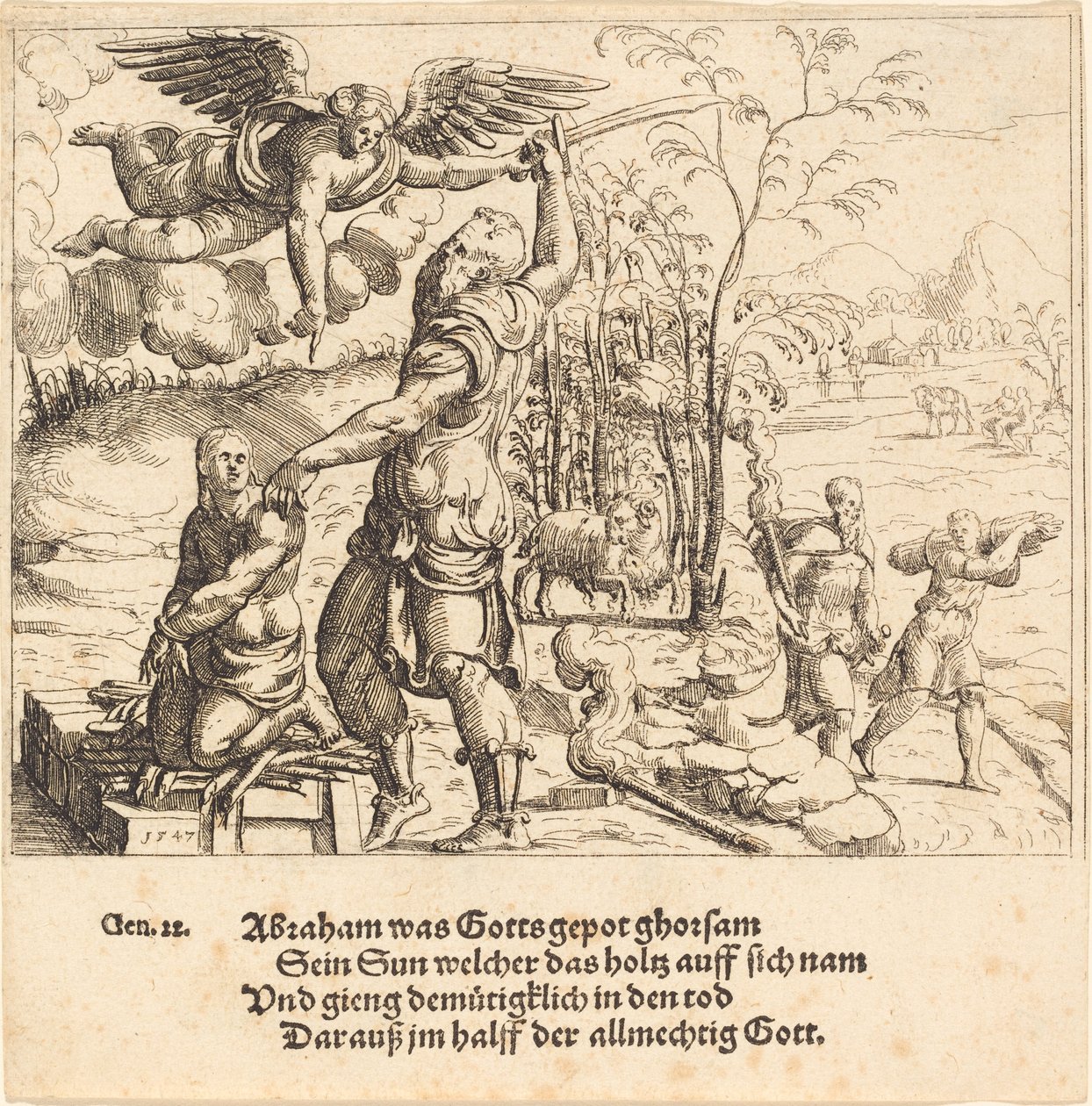 Iisakin uhri, 1547. tekijältä Augustin Hirschvogel
