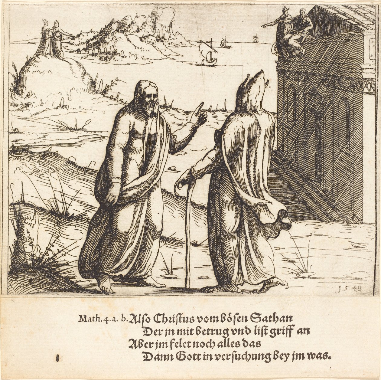 Kristuksen kiusaus, 1548. tekijältä Augustin Hirschvogel