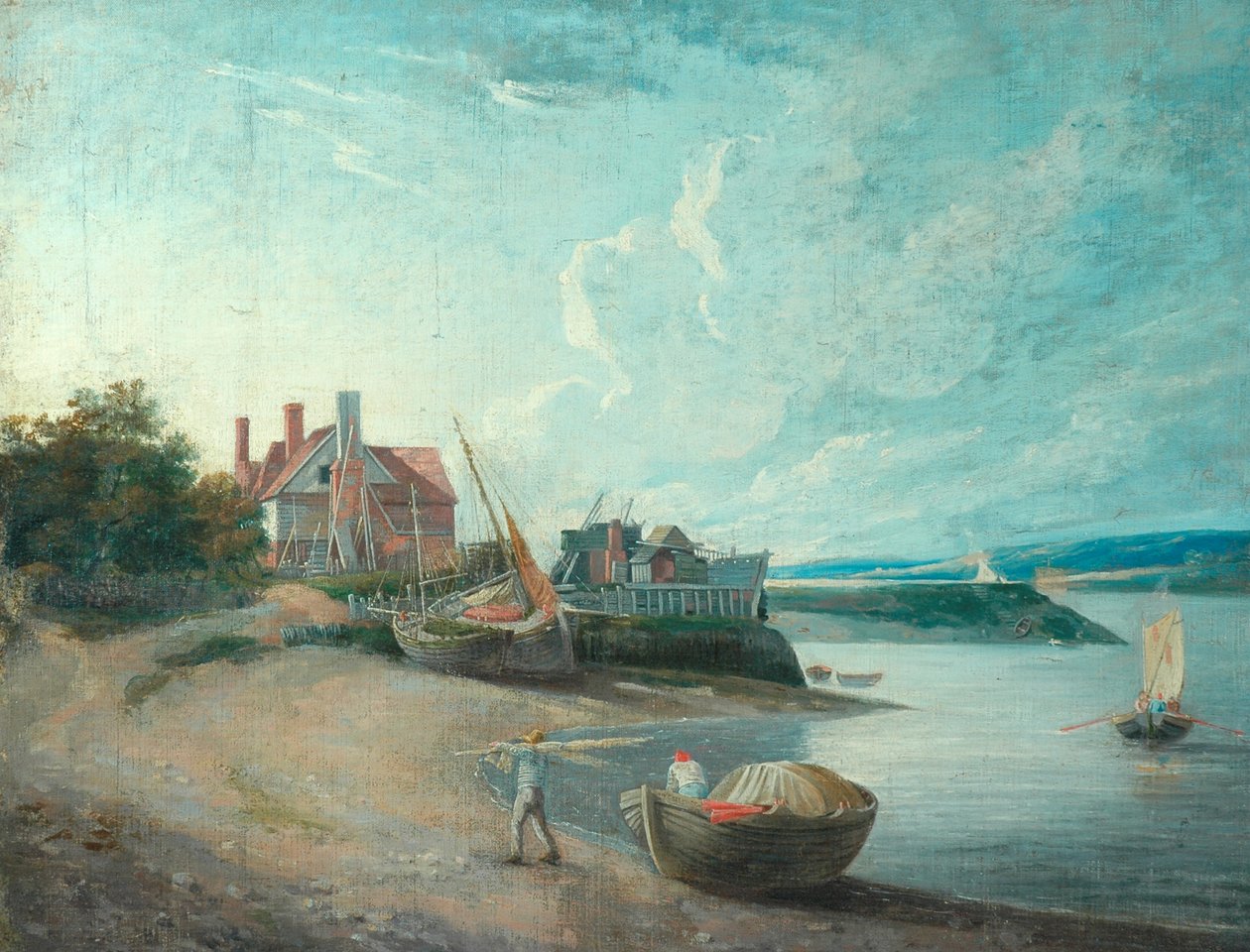 Jokikohtaus veneillä, 1815 tekijältä Augustus Wall Callcott