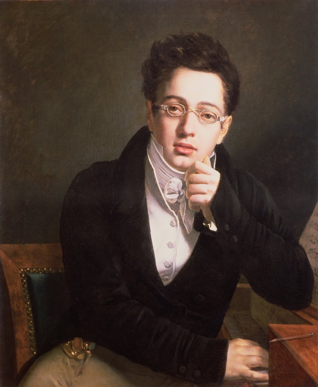 Muotokuva Franz Schubertista (1797-1828), itävaltalainen säveltäjä, 17, n. 1814 tekijältä Austrian School