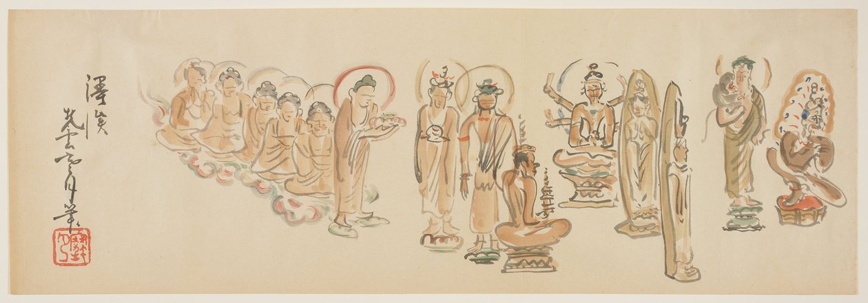 (Asakusa Kannonin temppelin karikatyyrit D), noin 1900. tekijältä Awashima Kangestu