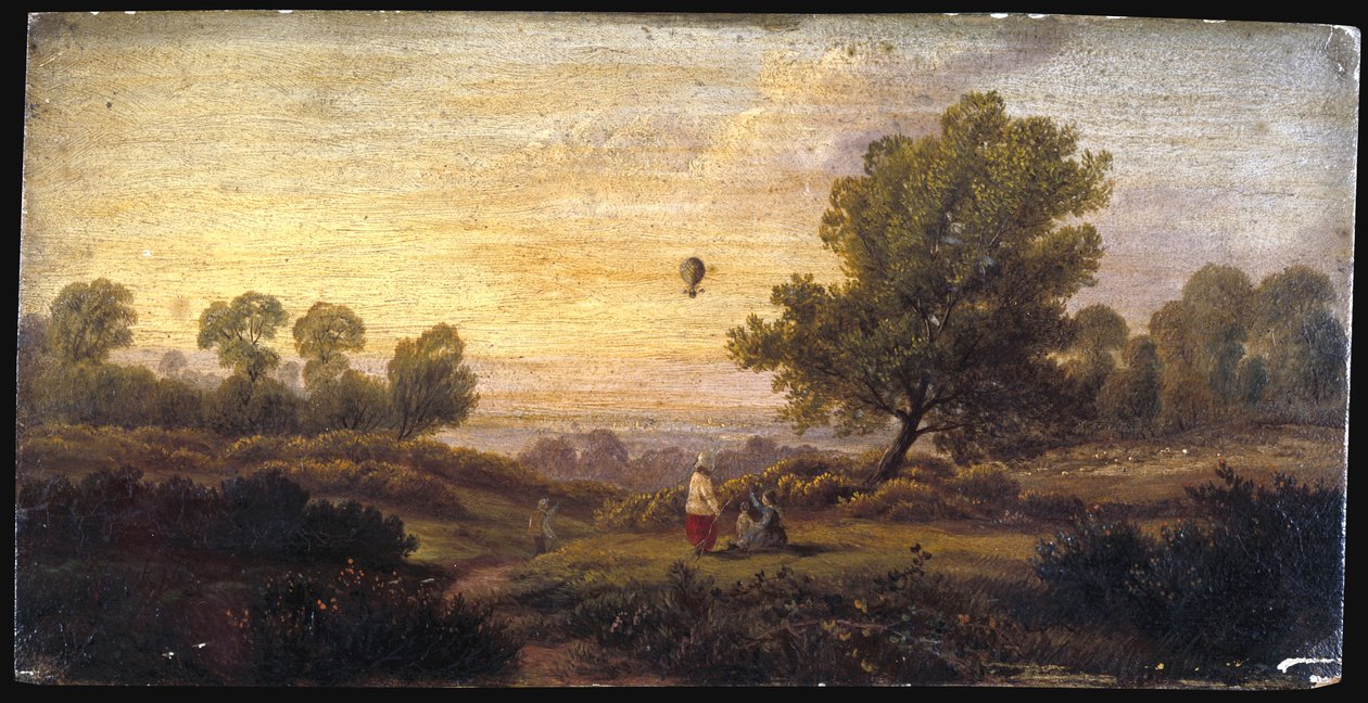 Balloon Over Woodland, noin 1840 tekijältä B. Cook