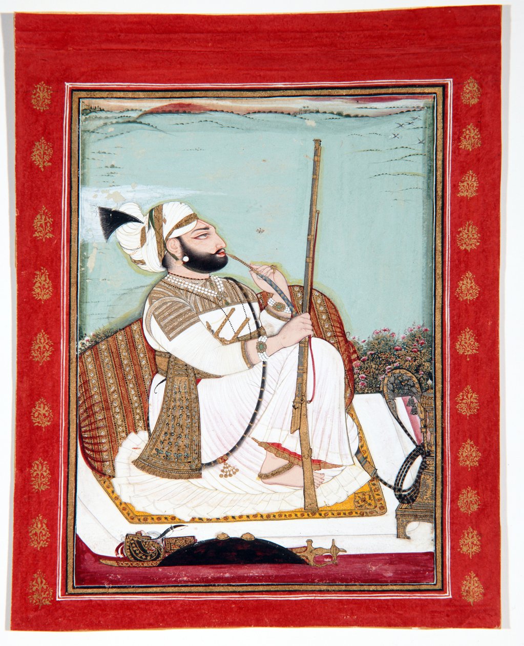 Rawat Gokul Das, 1807 (läpinäkymätön wc ja kultaa paperilla) tekijältä Bagta