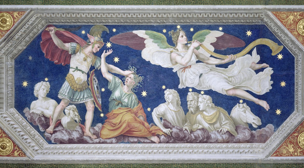 Perseus ja Medusa, kattokoriste "Sala di Galateasta", 1511-12 tekijältä Baldassarre Peruzzi