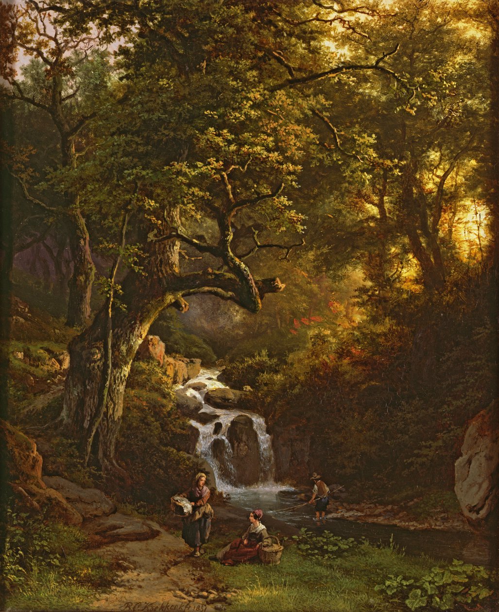 Metsäinen puro (kalastus), 1800-luku tekijältä Barend Cornelis Koekkoek