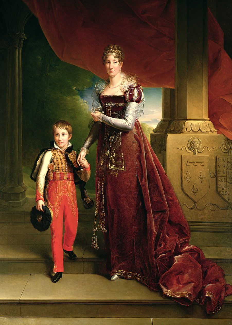 Marie Amelie de Bourbon (1782-1866) Orleansin herttuatar ja hänen poikansa, prinssi Ferdinand (1810-42) Chartresin herttua tekijältä Baron François Pascal Simon Gérard
