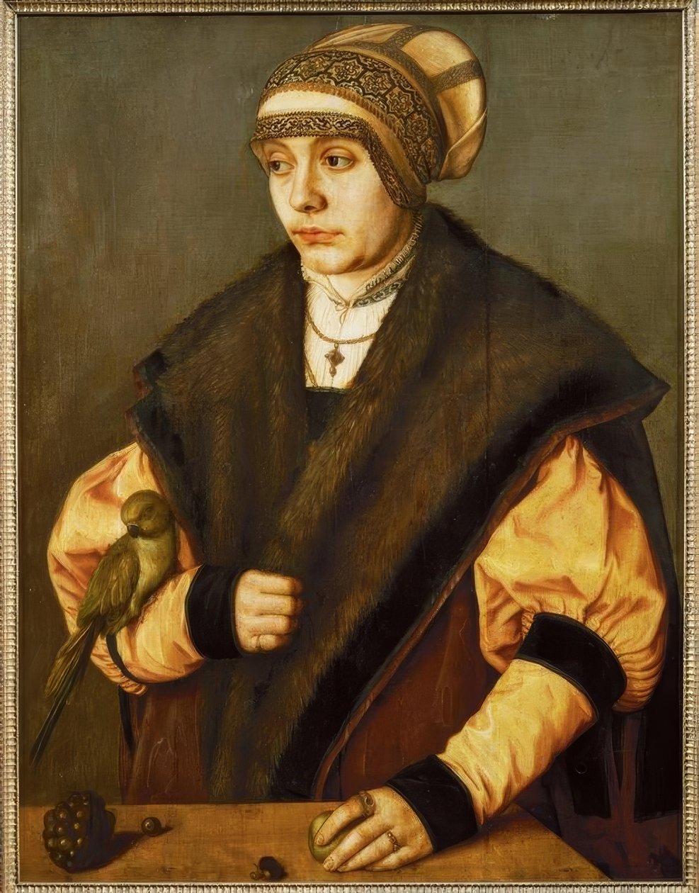 B.Beham, Frau mit Papagei tekijältä Barthel Beham