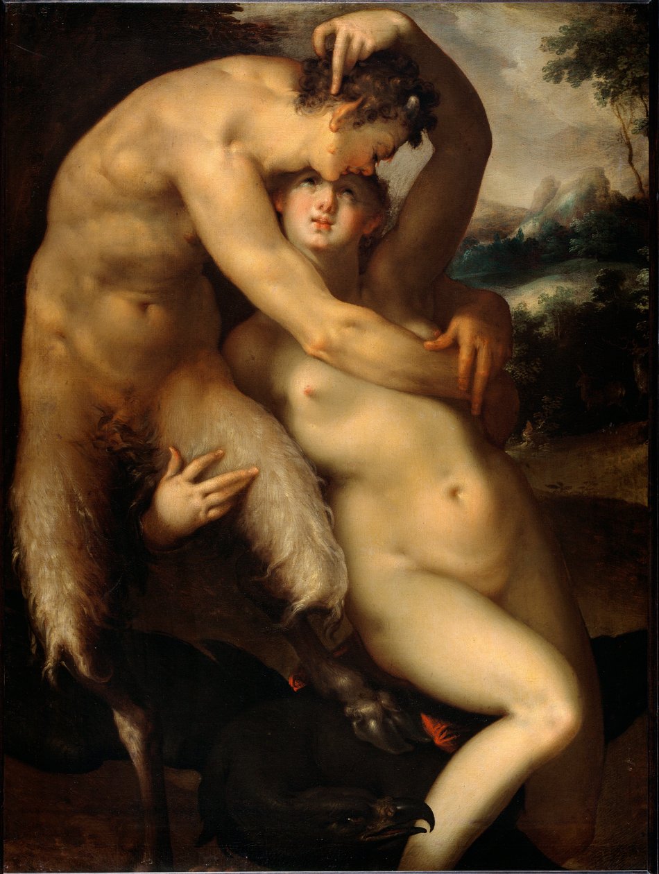Jupiter ja Antioppi (maalaus, n. 1596) tekijältä Bartholomaeus Spranger