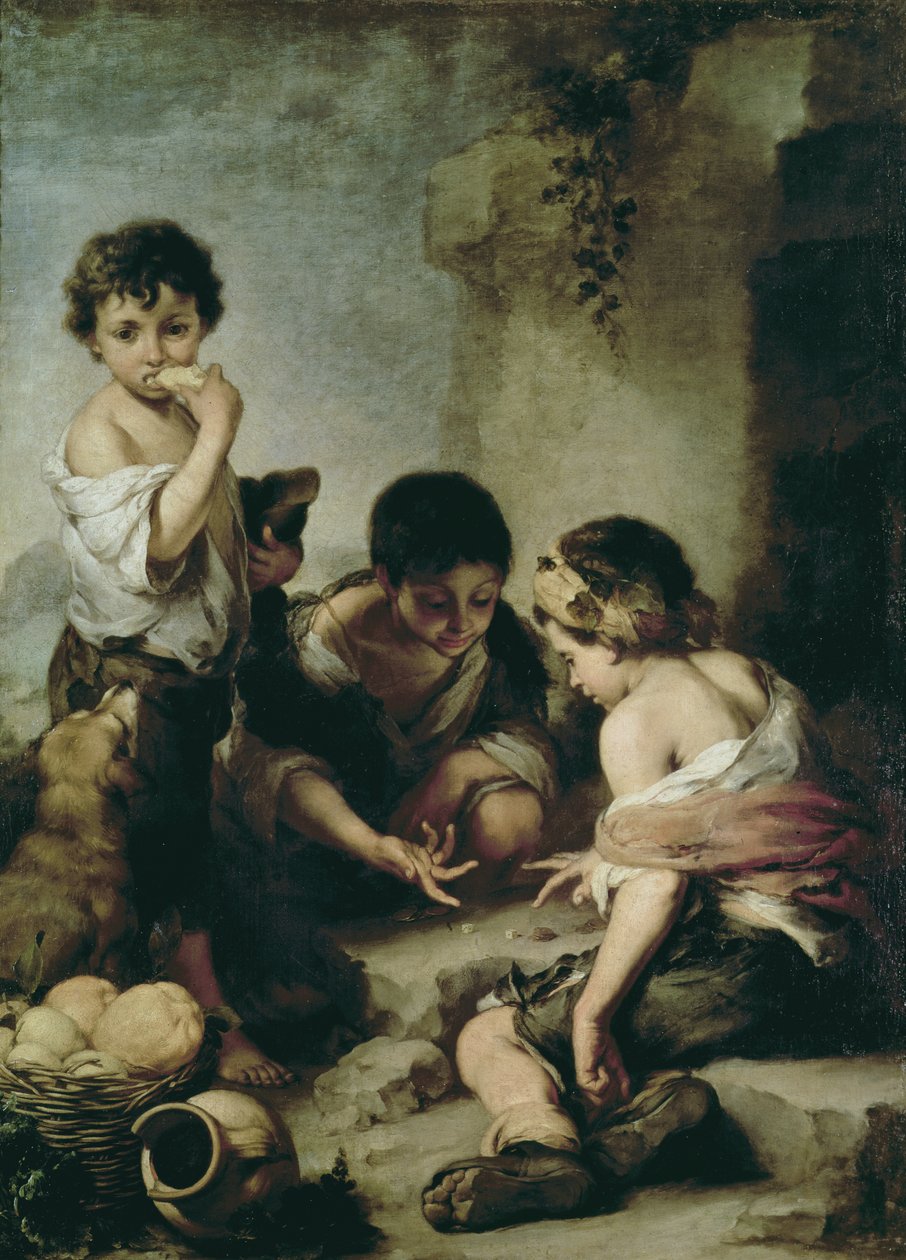 Pojat leikkivät noppaa, n. 1670-1675 tekijältä Bartolomé Esteban Murillo
